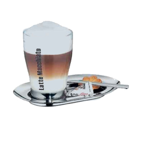 Bauscher Hepp 06.2516.6040 - Latte Macchiato Set, Includes: (6) 7-1/2" X 4-3/4" 18/10 Stainless Steel Serving Trays