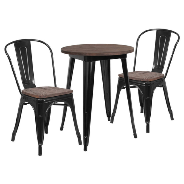 Flash Furniture CH-WD-TBCH-21-GG Table And Chair Set (1) 24" Round Table (2) Stackable Chairs