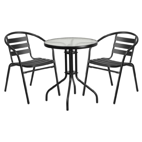 Flash Furniture TLH-071RD-017CBK2-GG Table & Chair Set Includes (1) 23-3/4" Dia. X 28"H Table