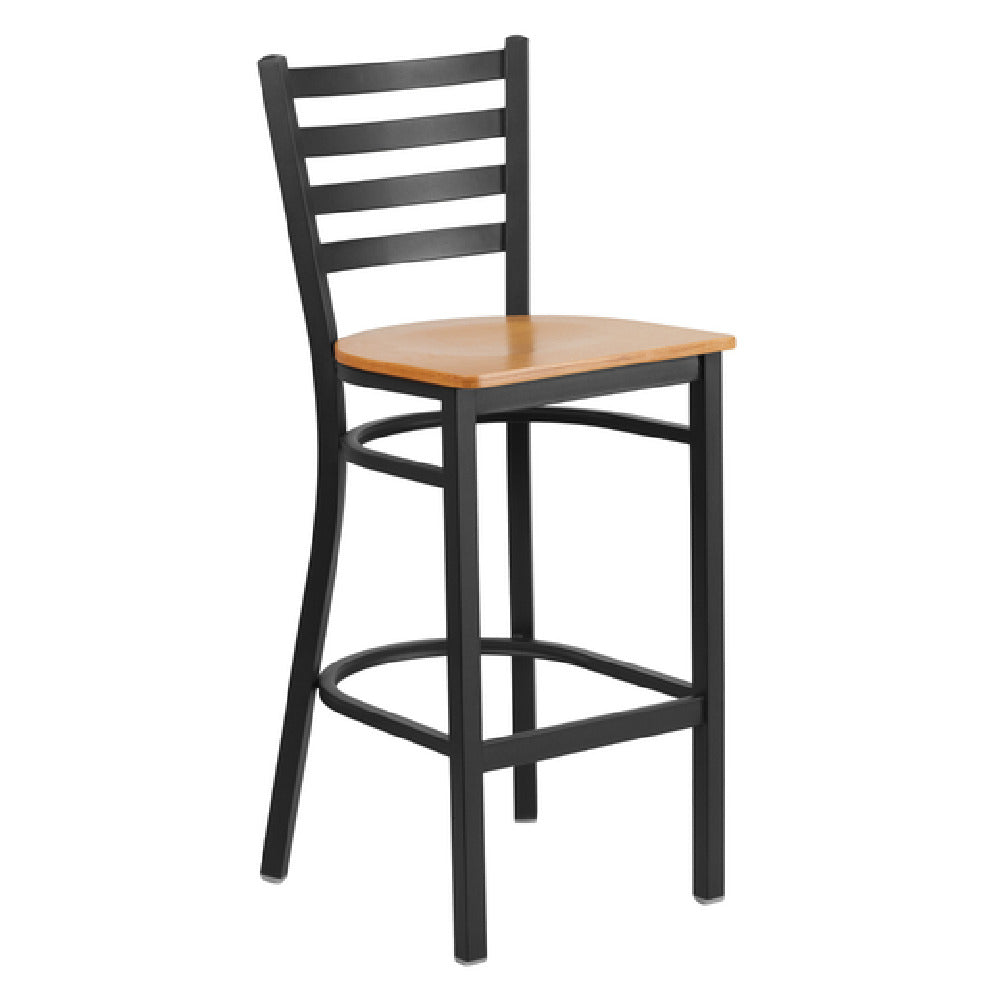 Flash Furniture XU-DG697BLAD-BAR-NATW-GG Hercules Series Restaurant Bar Stool Metal Ladder Back