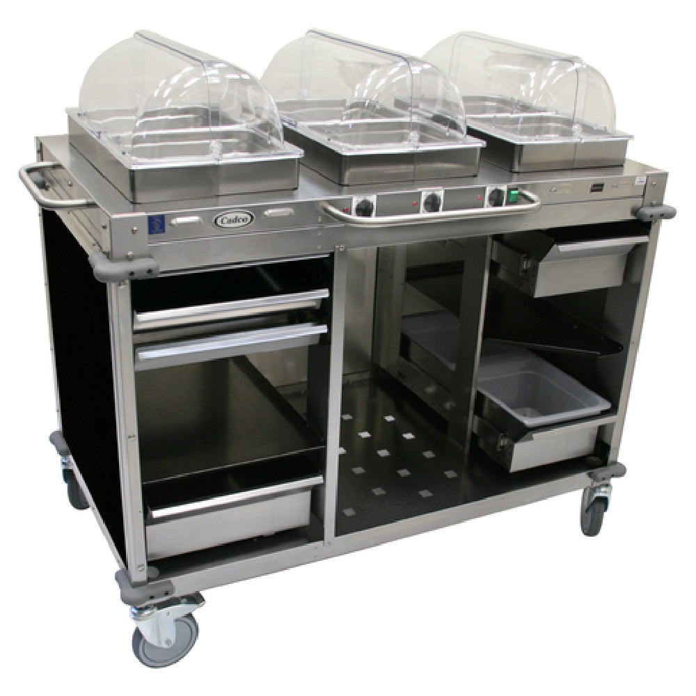 Cadco CBC-HHH-L6 MobileServ® Mobile Hot Buffet Cart (3) Hot Full Size Buffet Servers