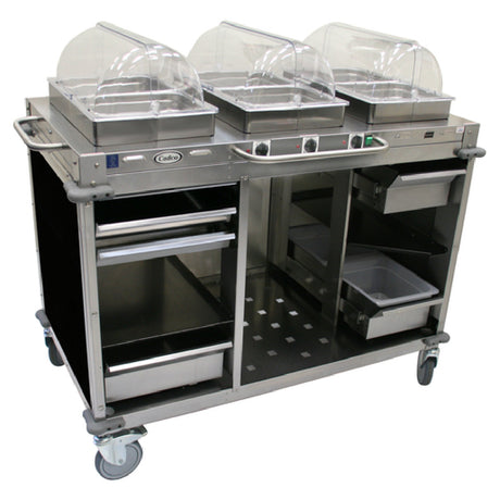 Cadco CBC-HHH-L6 MobileServ® Mobile Hot Buffet Cart (3) Hot Full Size Buffet Servers