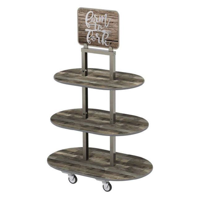 Lakeside 155044 Merchandising Display Cart (3) Wood Laminate Shelves (2 Adjustable)