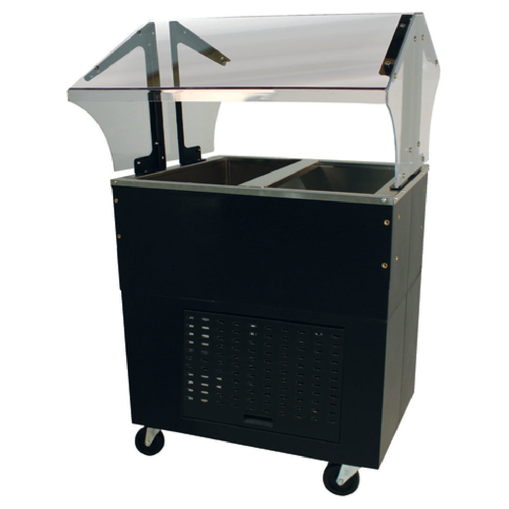 Advance Tabco BMACP2-B-SB Serving Counter With Mechanically Assisted Cold Pan Includes: Double Sided Sneeze Guard