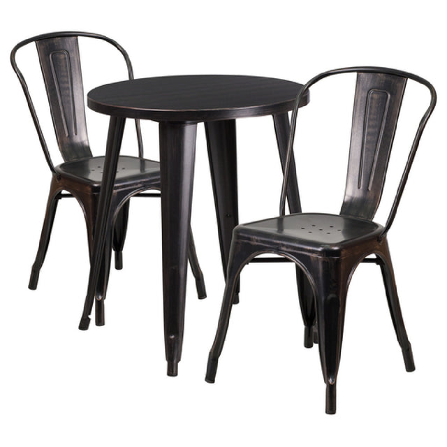 Flash Furniture CH-51080TH-2-18CAFE-BQ-GG Table And Chair Set Includes (1) 24" Dia. X 29"H Table