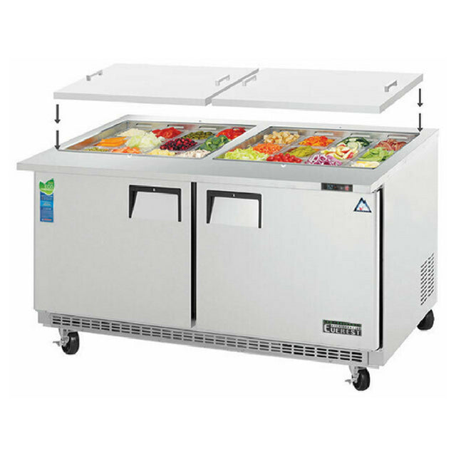 Everest Refrigeration EOTPW2 Open Top Prep Table Mega-Top Two-section