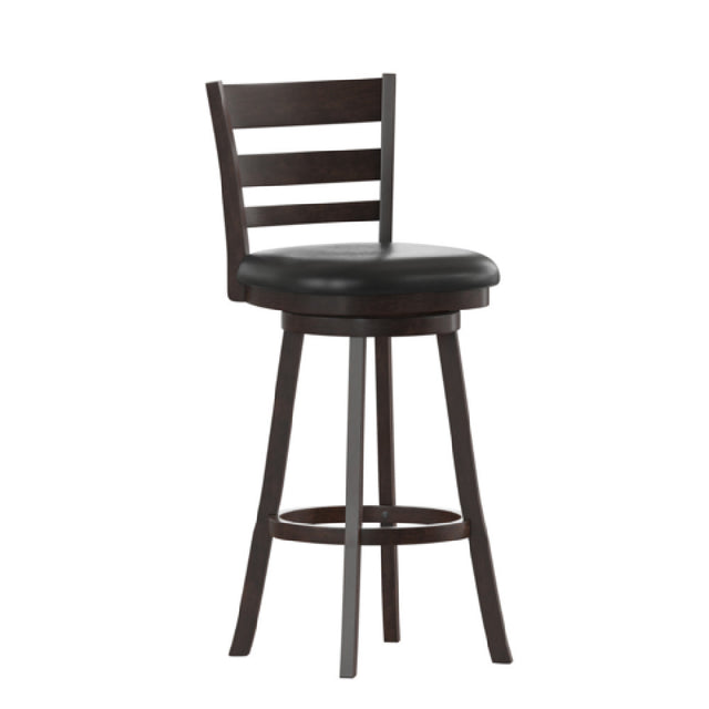 Flash Furniture ES-UN3-29-ESP-GG Zerrick Swivel Bar Stool Wood Ladderback Padded LeatherSoft Seat