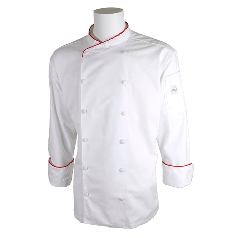 Mercer Culinary M62015WRS Renaissance Men's Jacket Scoop Neck (12) Cloth Covered Buttons