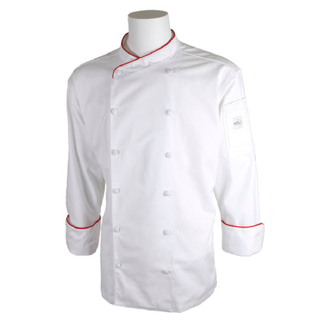 Mercer Culinary M62015WRS Renaissance Men's Jacket Scoop Neck (12) Cloth Covered Buttons