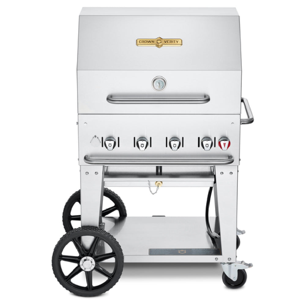 Crown Verity CV-MCB-30RDP Mobile Outdoor Charbroiler LP Gas 28" X 21" Grill Area