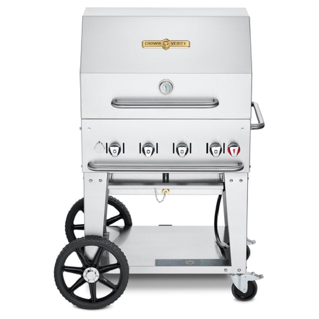 Crown Verity CV-MCB-30RDP-NG Mobile Outdoor Charbroiler Natural Gas 28" X 21" Grill Area