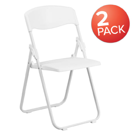 Flash Furniture 2-RUT-I-WHITE-GG Hercules Series Folding Chair 500 Lb. Weight Capacity