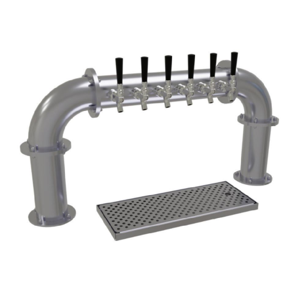 Glastender PP-6-SSR Pipe Pass-Thru Draft Dispensing Tower Countertop (6) Stainless Steel Faucets (handles Not Included)