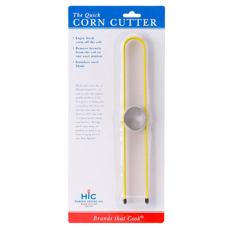 Harold Import Co. 42241 HIC Quick Corn Cutter Removes Kernels In One Easy Motion Yellow Metal Grip