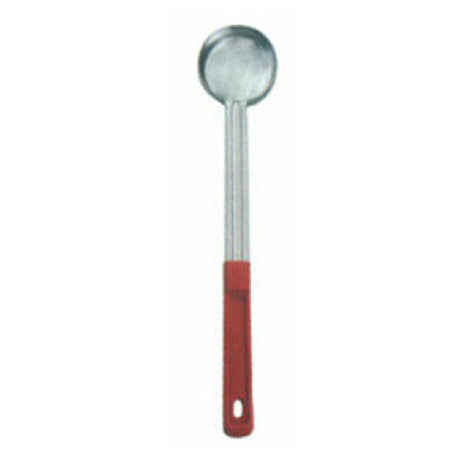 Omcan 80777 2 Oz. One-Piece Stainless Steel Solid Portion Control Spoon With Red Handle