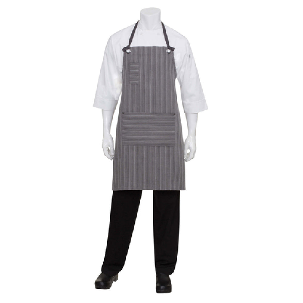 Chef Works AB028-DGY-0 Brooklyn Bib Apron 34"L X 30"W Contrast Ties With Grommets