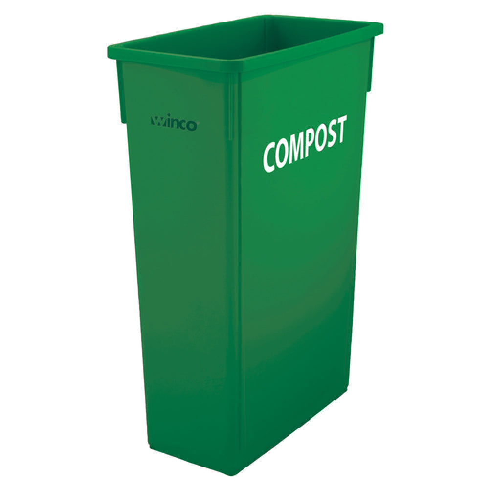 Winco PTC-23GRC Slender Trash Can 23 Gallon 20-1/8”L X 10-7/8”W X 29-7/8”H