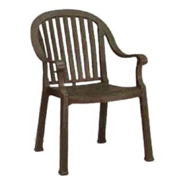 Grosfillex US496537 Colombo Stacking Armchair Designed For Outdoor Use Slat Back