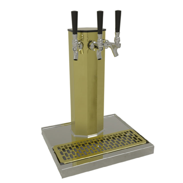 Glastender CT-3-PBR Column Draft Dispensing Tower Countertop (3) Stainless Steel Faucets (handles Not Included)