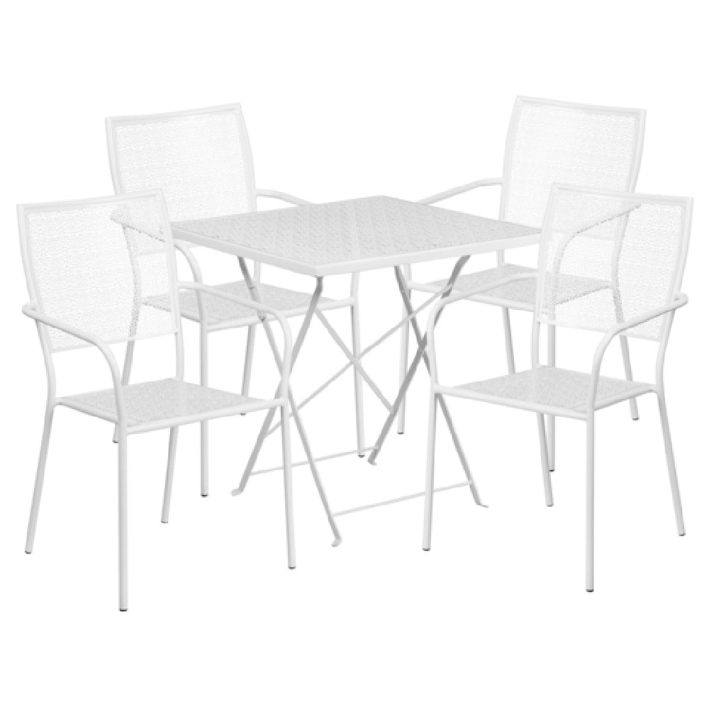 Flash Furniture CO-28SQF-02CHR4-WH-GG Patio Table Set Includes (1) Folding Table: 28"W X 28"D X 28-1/4"H