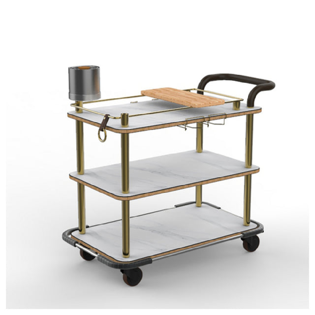 Steelite MGCRNX12CSXX Mogogo Rollin Service Cart With Stainless Steel Handle And Heavy Duty Bumper White Carrera SS