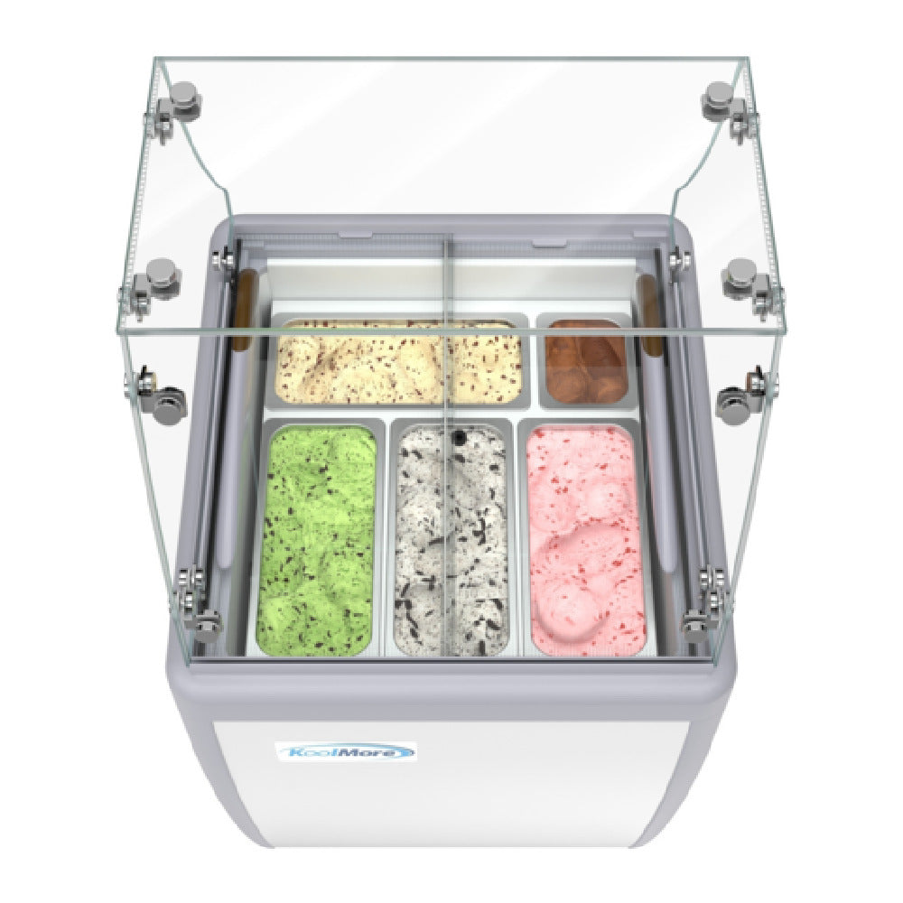 Koolmore KM-GDC-26SD-FG Gelato Dipping Cabinet Display Freezer With Sneeze Guard
