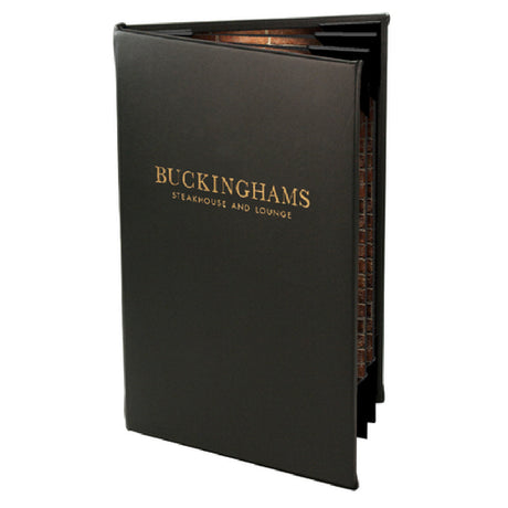 Menu Solutions MAJ60B Menu Cover Holds 5-1/2" X 11" Inserts Quad Panel Booklet With 6 Views