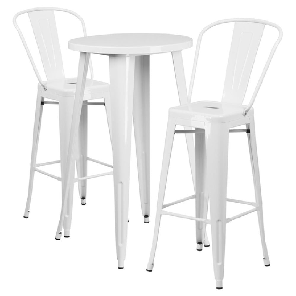 Flash Furniture CH-51080BH-2-30CAFE-WH-GG Table And Bar Stool Set Includes (1) 24" Dia. X 41"H Table