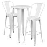 Flash Furniture CH-51080BH-2-30CAFE-WH-GG Table And Bar Stool Set Includes (1) 24" Dia. X 41"H Table