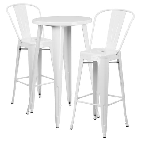 Flash Furniture CH-51080BH-2-30CAFE-WH-GG Table And Bar Stool Set Includes (1) 24" Dia. X 41"H Table