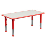 Flash Furniture YU-YCY-060-RECT-TBL-RED-GG Preschool Activity Table 47-1/4"W X 23-5/8"D X 14-1/2" To 23-1/2" Adjustable Height