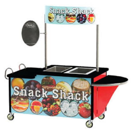 Lakeside 768 Breakfast/Snack Cart 84-1/2"W X 35-1/2"D X 80"H Two-level Black Laminate Top