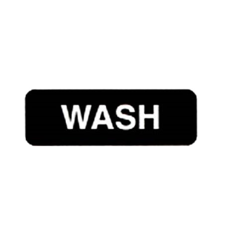 Vollrath 4526 Wash Sign 3" X 9" White On Black