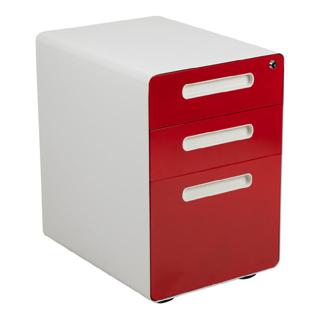 Flash Furniture HZ-AP535-02-RED-WH-GG Mobile Drawer Cabinet 16"W X 21"D X 24"H