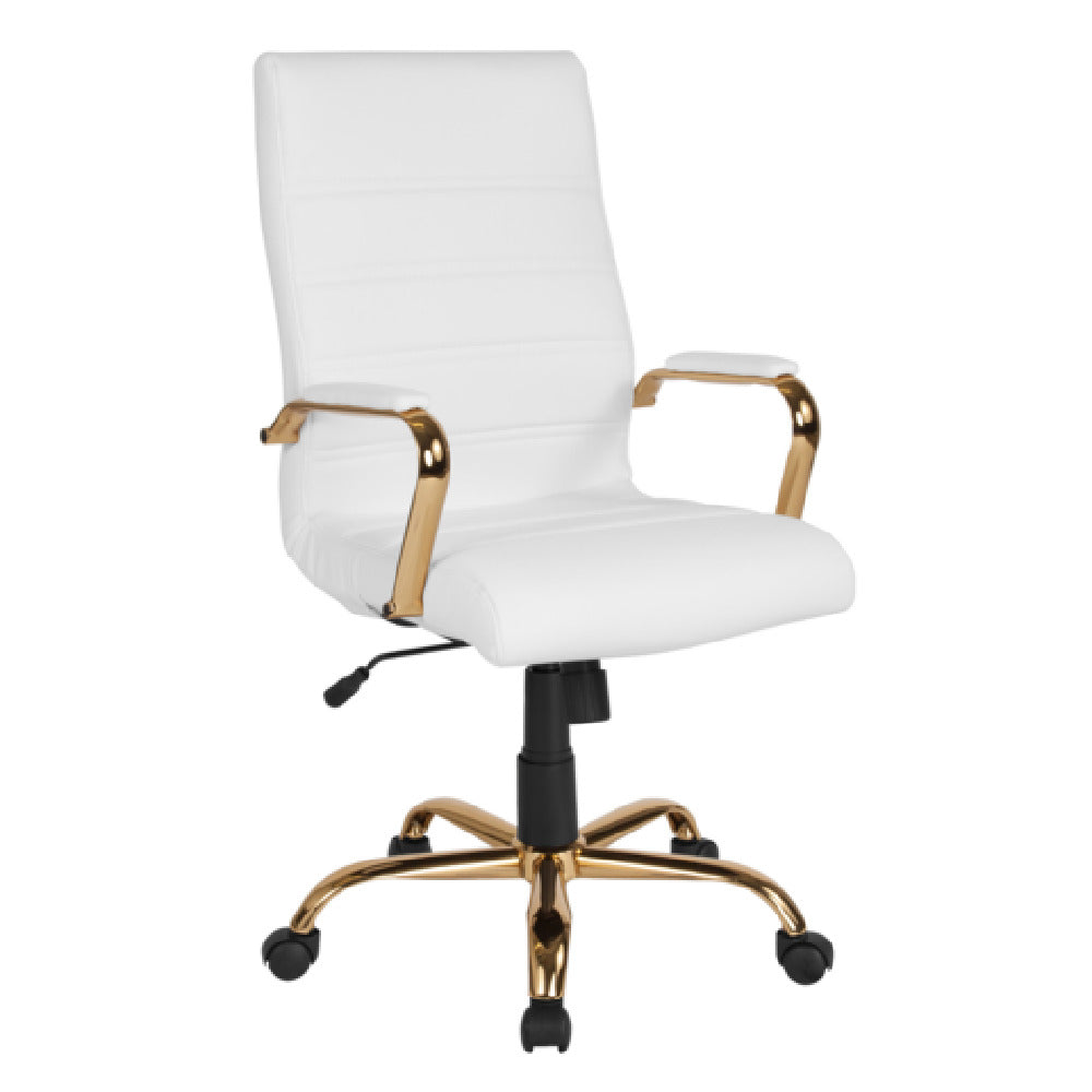 Flash Furniture GO-2286H-WH-GLD-GG Whiteney Executive Swivel Office Chair 39-1/4" To 43" Adjustable Height