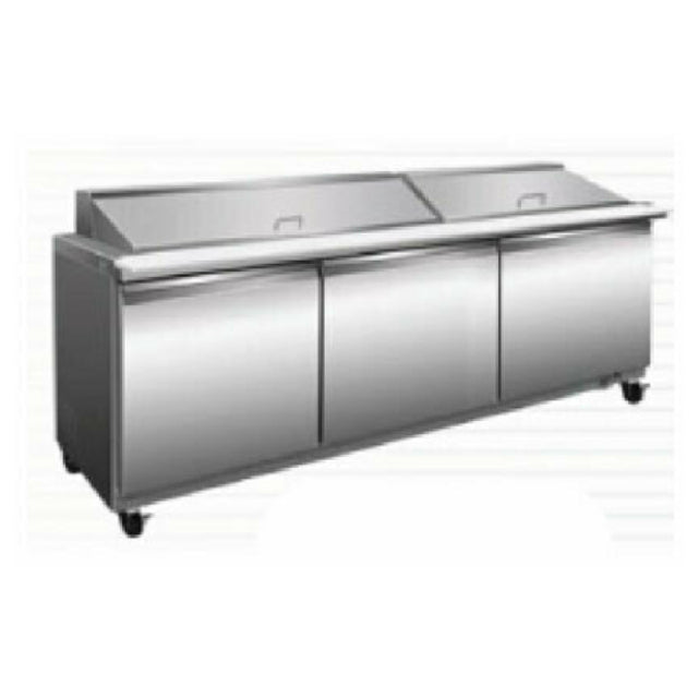 Serv-Ware SP72-27M-HC - Mega Sandwich/Salad Prep Table, Three-section, 71-3/4"W X 34-1/2"D X 43-1/5"H