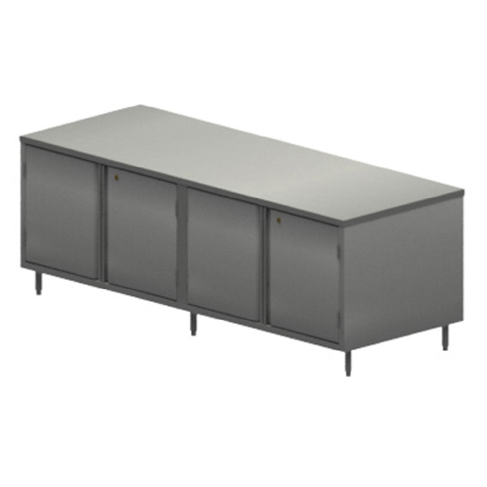 BK Resources CST-3096HL2 Dual Access Chef Table Cabinet Base With Hinged Doors & Locks On Both Sides