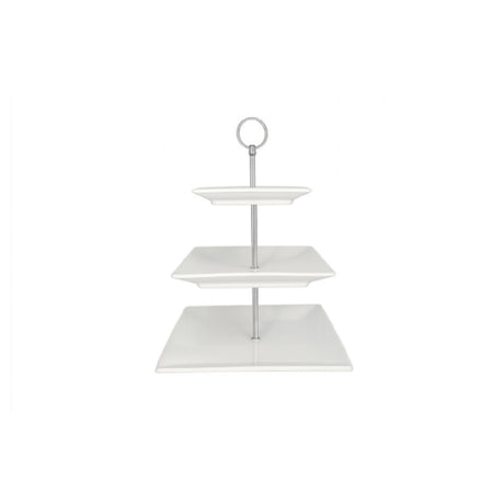 Cameo China Tableware USA 710-1112 - Square Cake Stand, 3-tier, Plate: 6"(15cm)