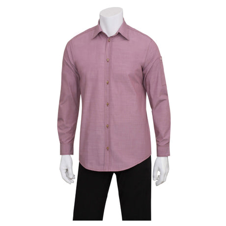 Chef Works SLMCH005-DUR-2XL Men's Chambray Dress Shirt Roll-up Long Sleeves With Button Tab