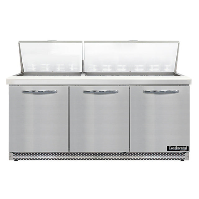 Continental Refrigerator SW72N30M-FB Mighty Top Sandwich Unit Front Breather 72"W