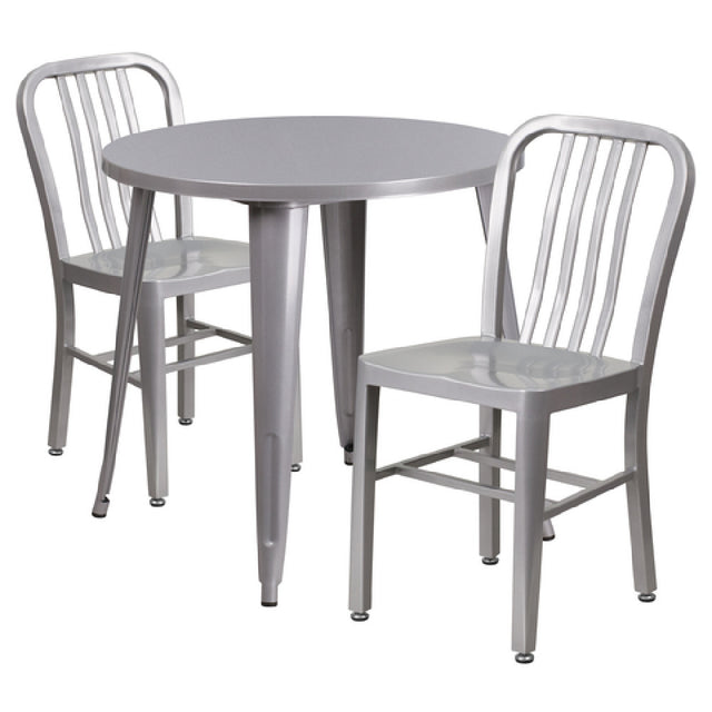 Flash Furniture CH-51090TH-2-18VRT-SIL-GG Table And Chair Set Includes (1) 30" Dia. X 29-1/2"H Table