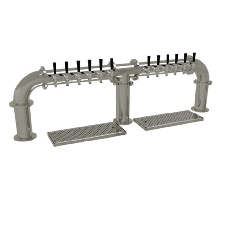 Glastender PB-12-MF Pipe Bridge Draft Dispensing Tower Countertop (12) Stainless Steel Faucets (handles Not Included)