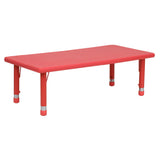 Flash Furniture YU-YCX-001-2-RECT-TBL-RED-GG Preschool Activity Table 48"W X 24"D X 14-1/2" To 23-3/4" Adjustable Height