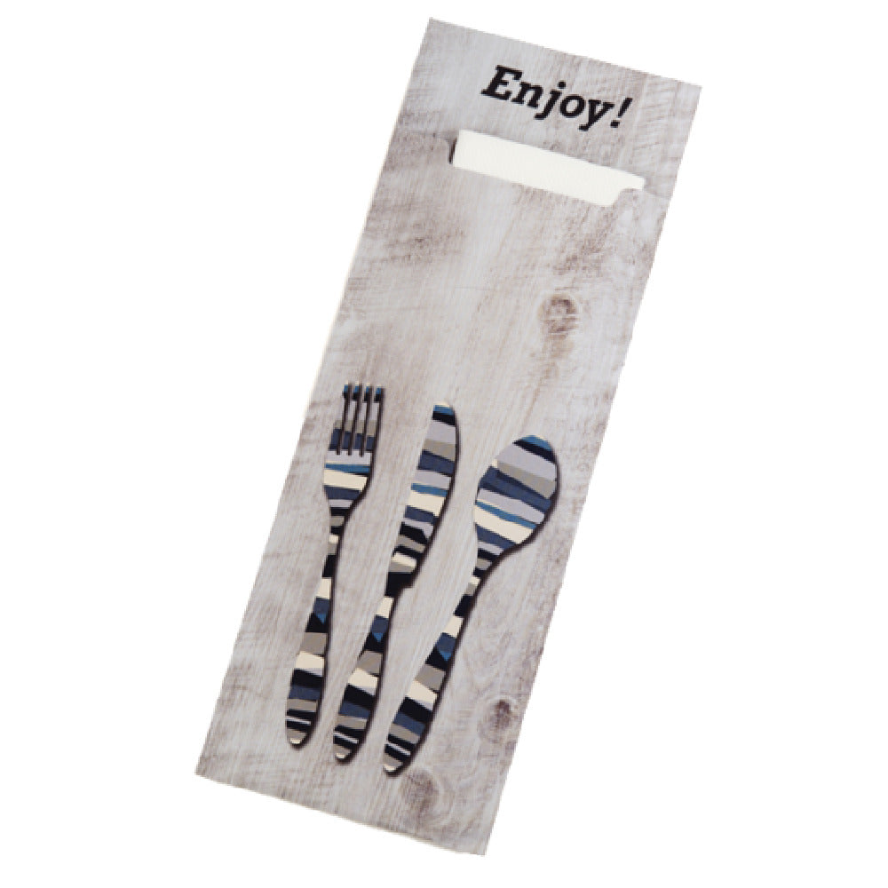 Dinex DXCTCADL1041 Cutlery Caddy Paper Sleeve Pre-loaded With Airlaid 16" X 13" Napkin