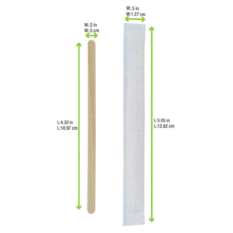 PacknWood 210SPATB11E - Coffee Stirrers, 4.3" X 0.2", Compostable