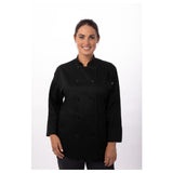 Chef Works BCW004-BLK-XL Women's Le Mans Chef Coat Double Breasted Long Sleeves