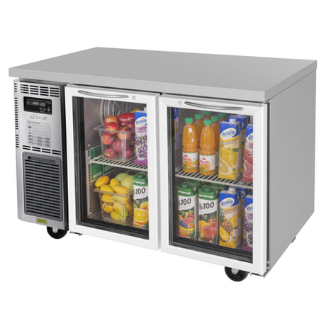 Turbo Air JUR-48-G-N J Series Glass Door Undercounter Side Mount Refrigerator Two-section