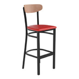 Flash Furniture XU-DG6V6RDV-NAT-GG Wright Bar Stool 500 Lb. Weight Capacity Red Vinyl Upholstered Seat