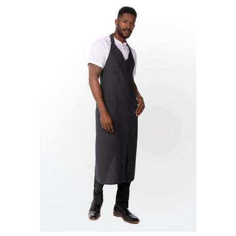 Chef Works ABN04-DIA-0 Volante V-Neck Bib Apron 40-1/2"L X 40"W Adjustable Neck Strap