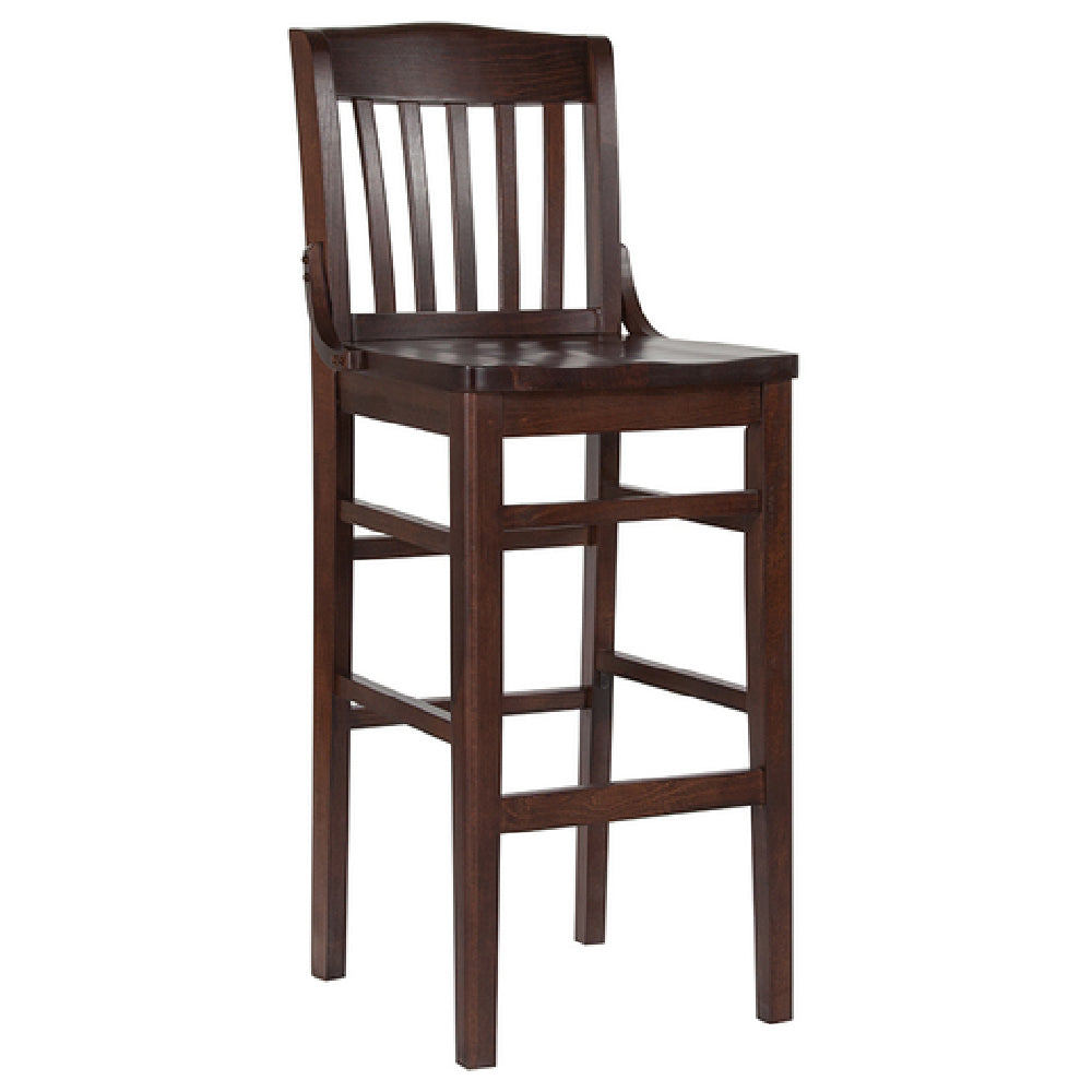 Flash Furniture XU-DG-W0006BAR-WAL-GG Hercules Series Restaurant Bar Stool Wood Schoolhouse Back